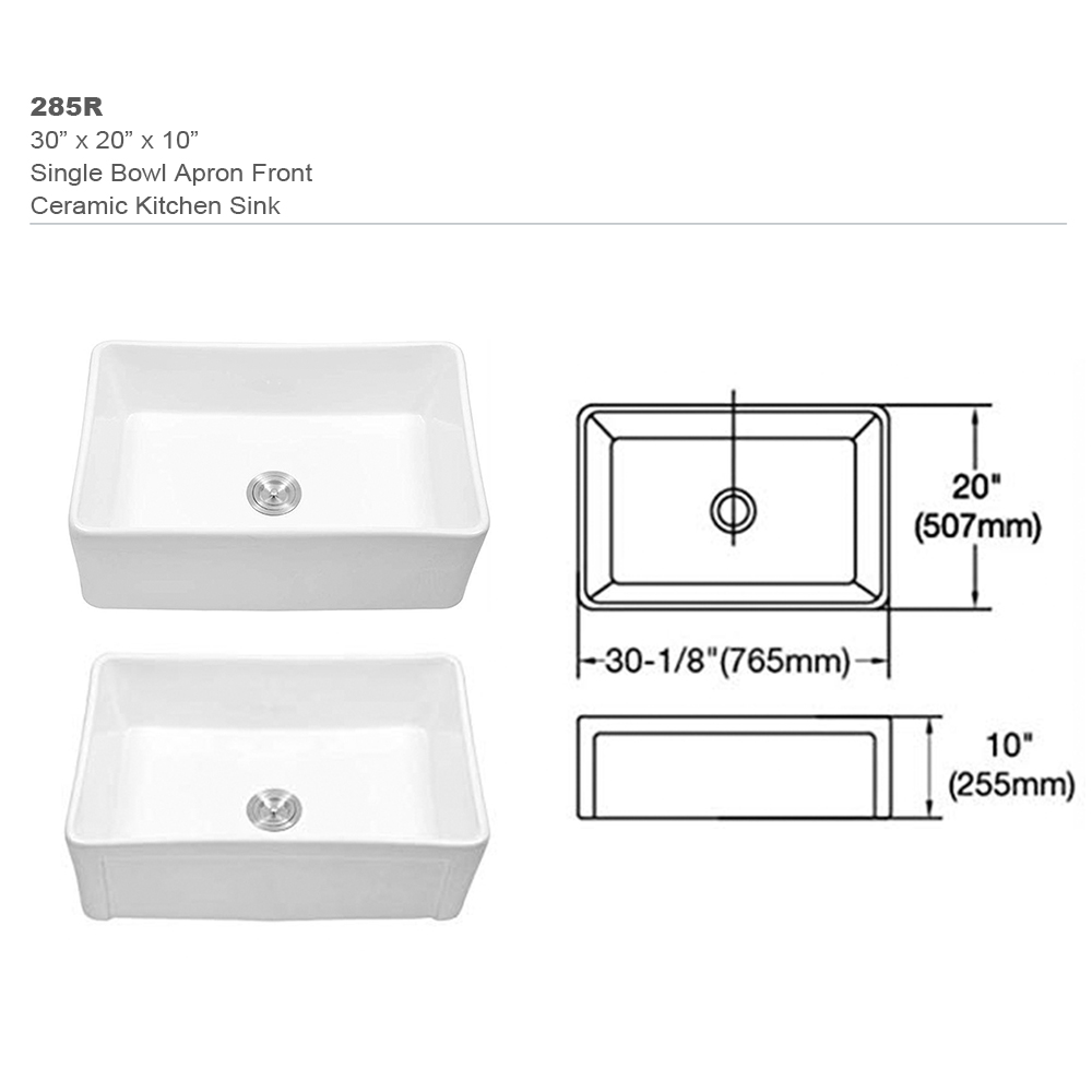 White Farmhouse Sink Deep Apron Sink Undermount Farmhouse Kitchen Sink Single Farm Sink