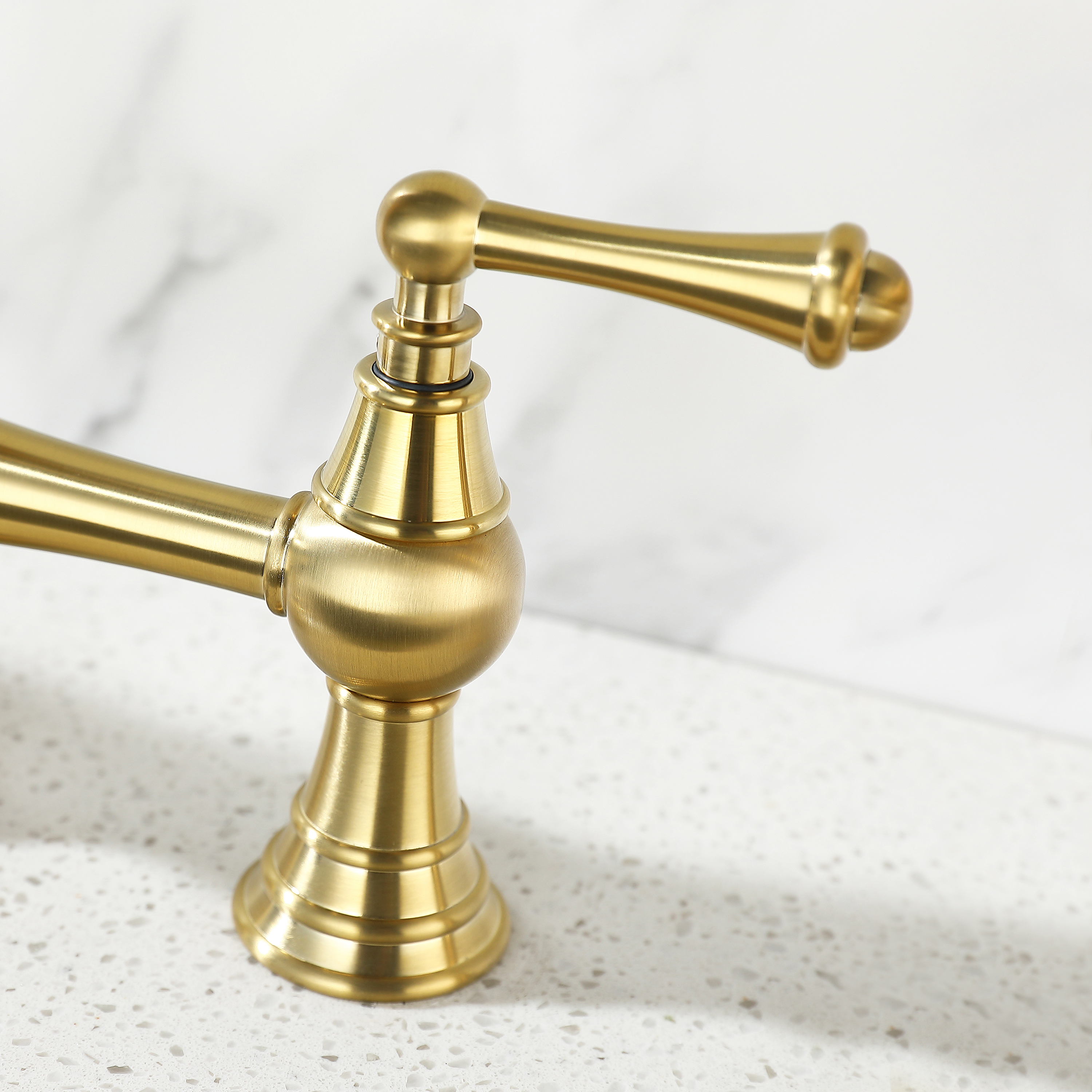 Double Handle Widespread Kitchen Faucet with Traditional Handles