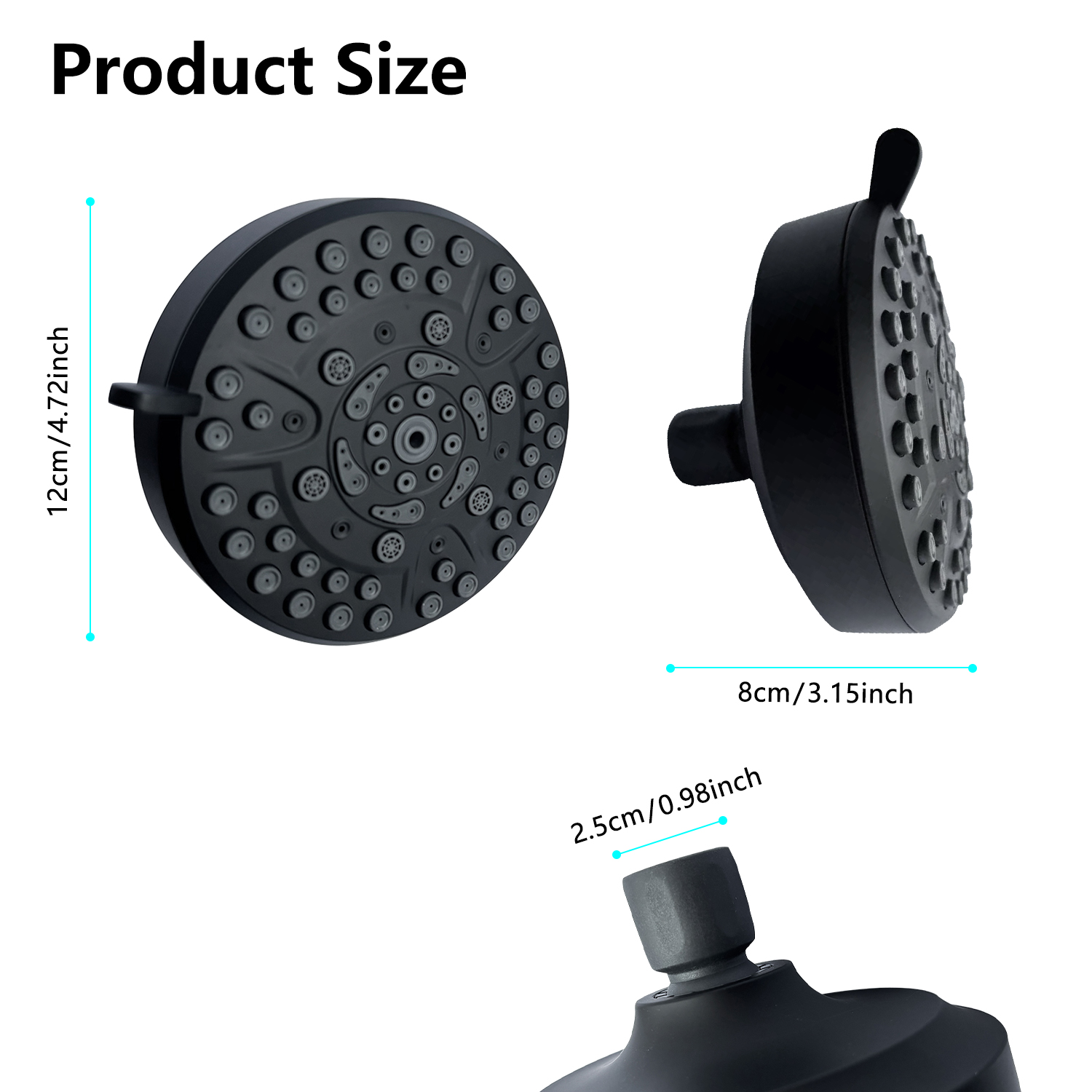 High-Pressure Rain Shower Head With 10 Spray Modes, 4.7 inch Fixed Bathroom Rainfall Showerhead With Adjustable Swivel Ball Joint, Bathroom Accessories