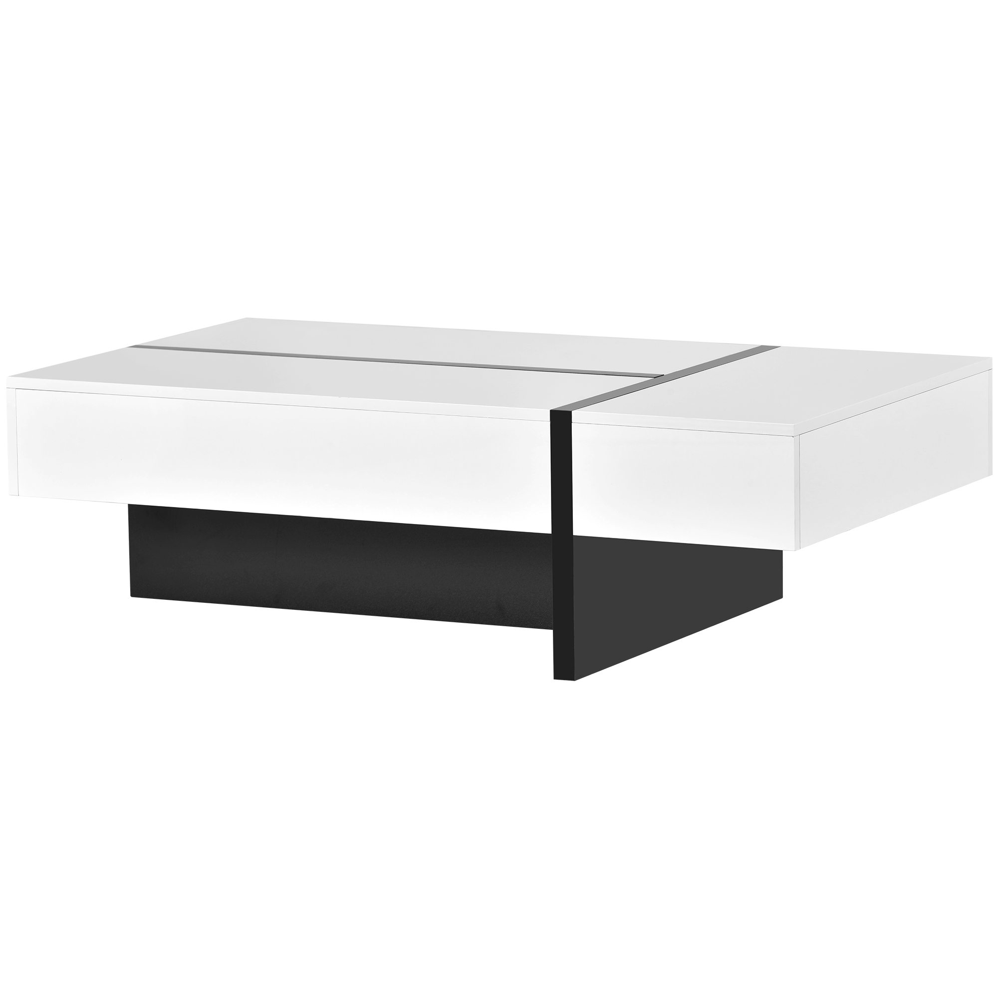 ON-TREND Contemporary Rectangle Design Living Room Furniture, Modern High Gloss Surface Cocktail Table, Center Table for Sofa or Upholstered Chairs, 45.2*25.5*13.7in