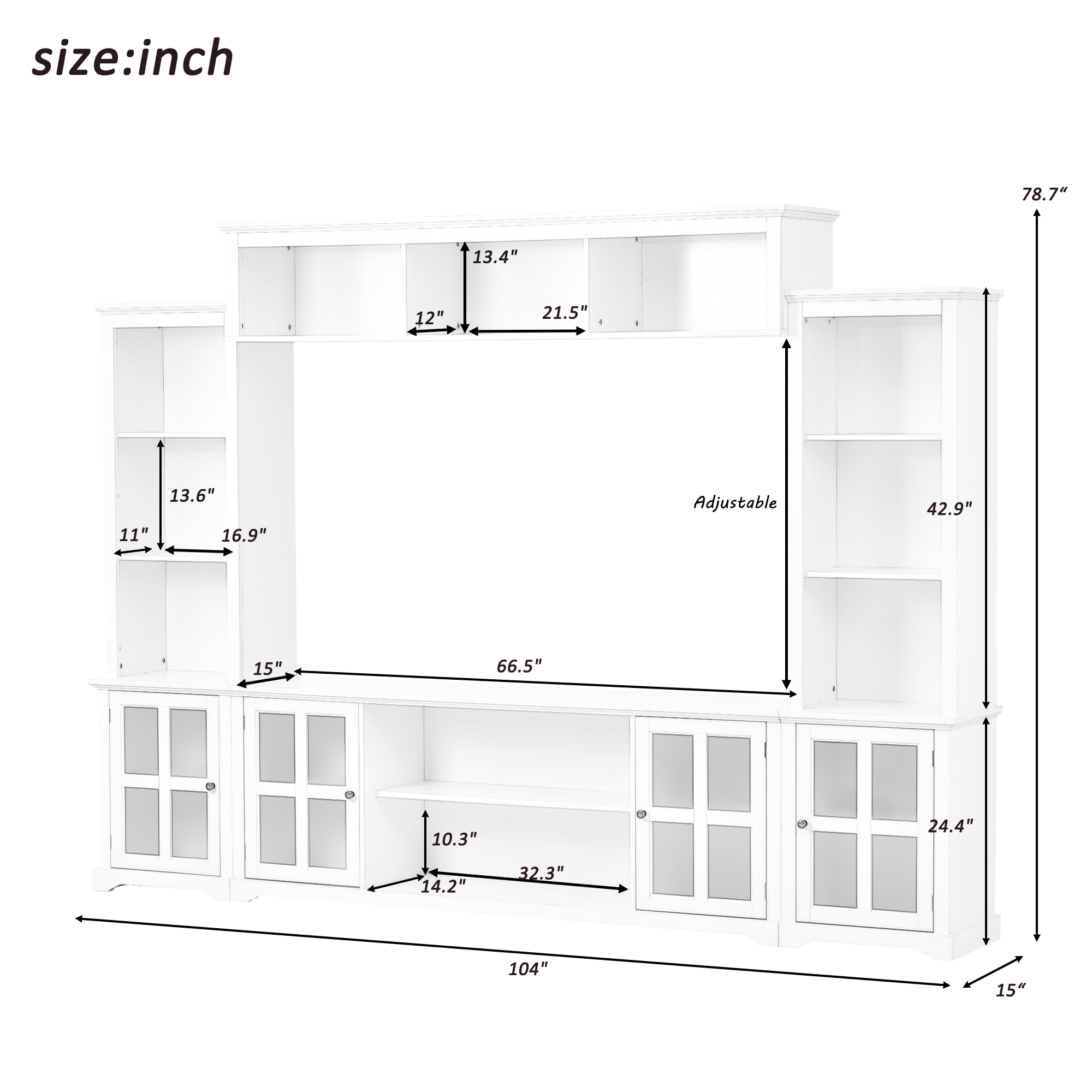 [VIDEO provided] ON-TREND Minimalism Entertainment Wall Unit with Bridge, Modern TV Console Table for TVs Up to 70", Multifunctional TV Stand with Tempered Glass Door, White (Old SKU: SD000009AAK)