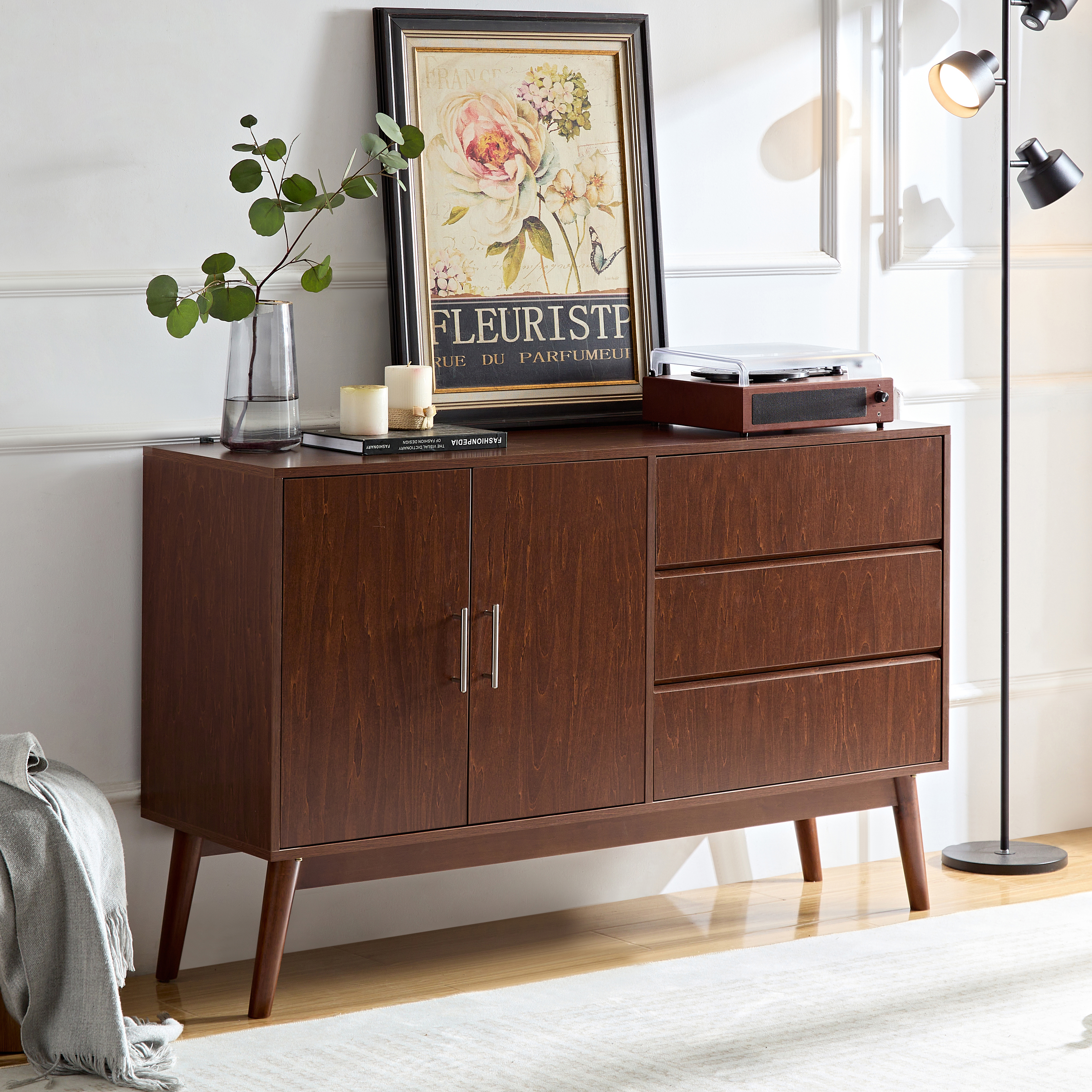 JaydenMax Sideboard Buffet Console Table with Drawers, Media Console with Doors,Storage Cabinet for Living Room & Bedroom