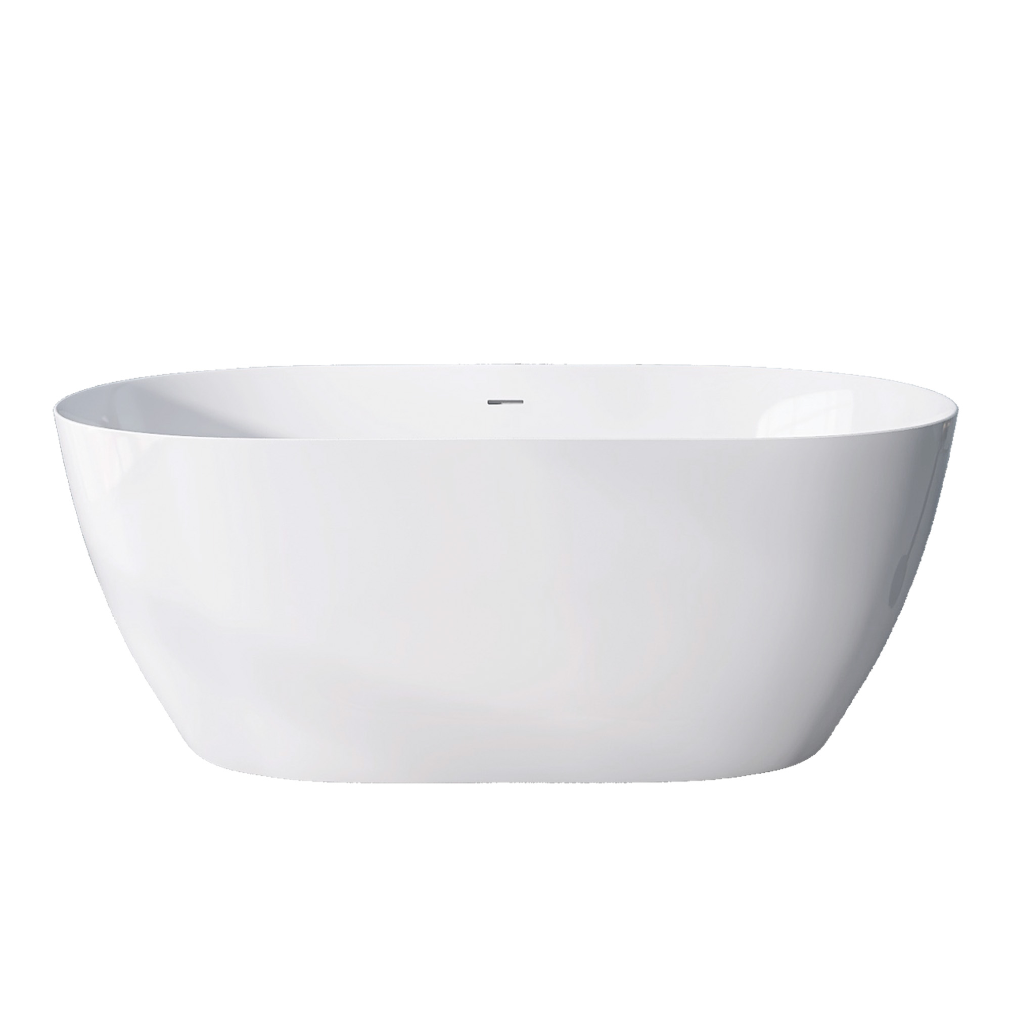 55" Acrylic Free Standing Tub Modern Oval Shape Soaking Tub Adjustable Freestanding Bathtub with Integrated Slotted Overflow and Chrome Pop-up Drain Anti-clogging Gloss White