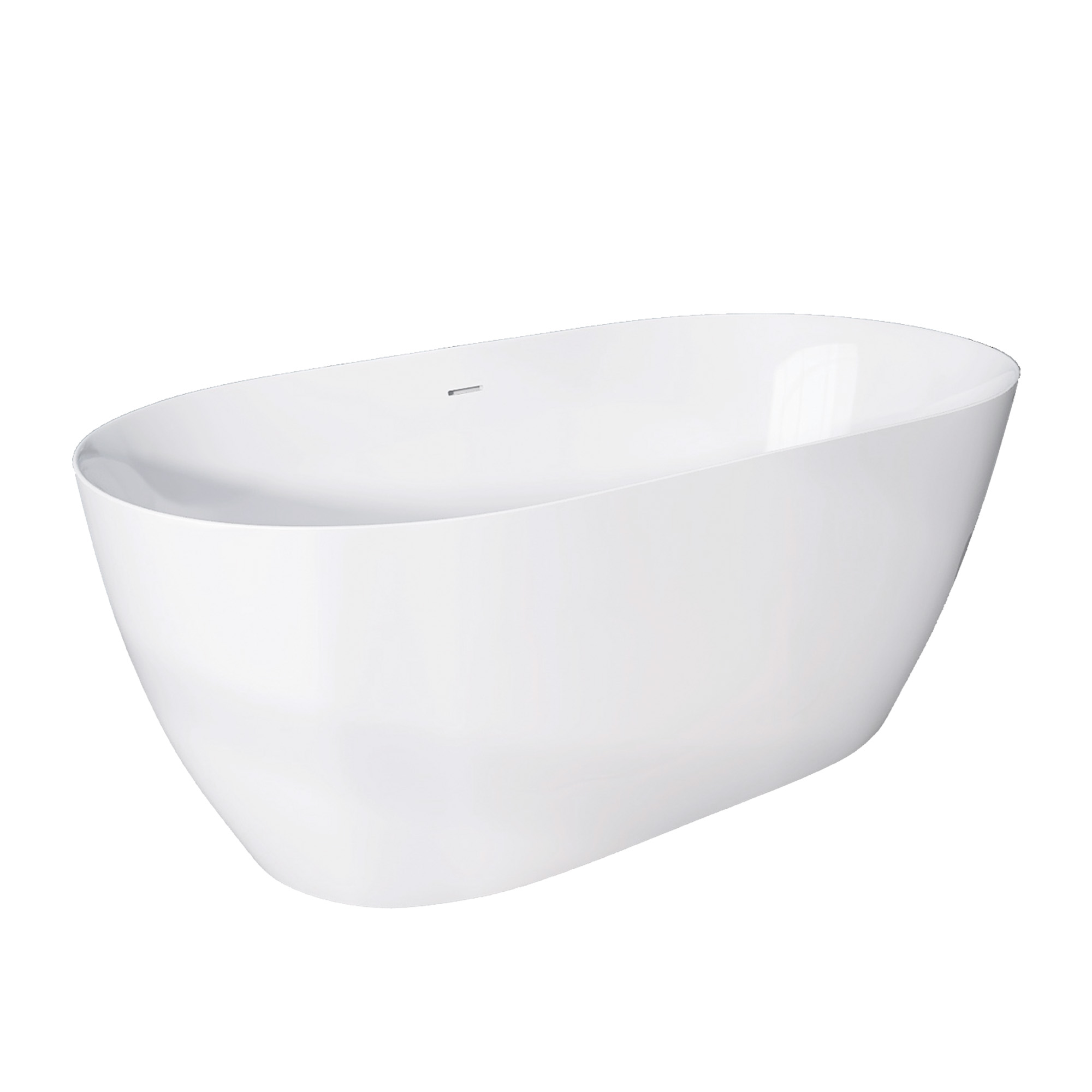 55" Acrylic Free Standing Tub Modern Oval Shape Soaking Tub Adjustable Freestanding Bathtub with Integrated Slotted Overflow and Chrome Pop-up Drain Anti-clogging Gloss White