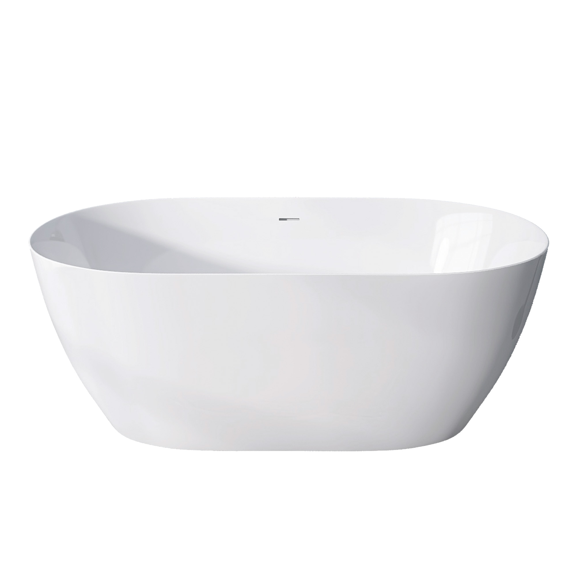 55" Acrylic Free Standing Tub Modern Oval Shape Soaking Tub Adjustable Freestanding Bathtub with Integrated Slotted Overflow and Chrome Pop-up Drain Anti-clogging Gloss White