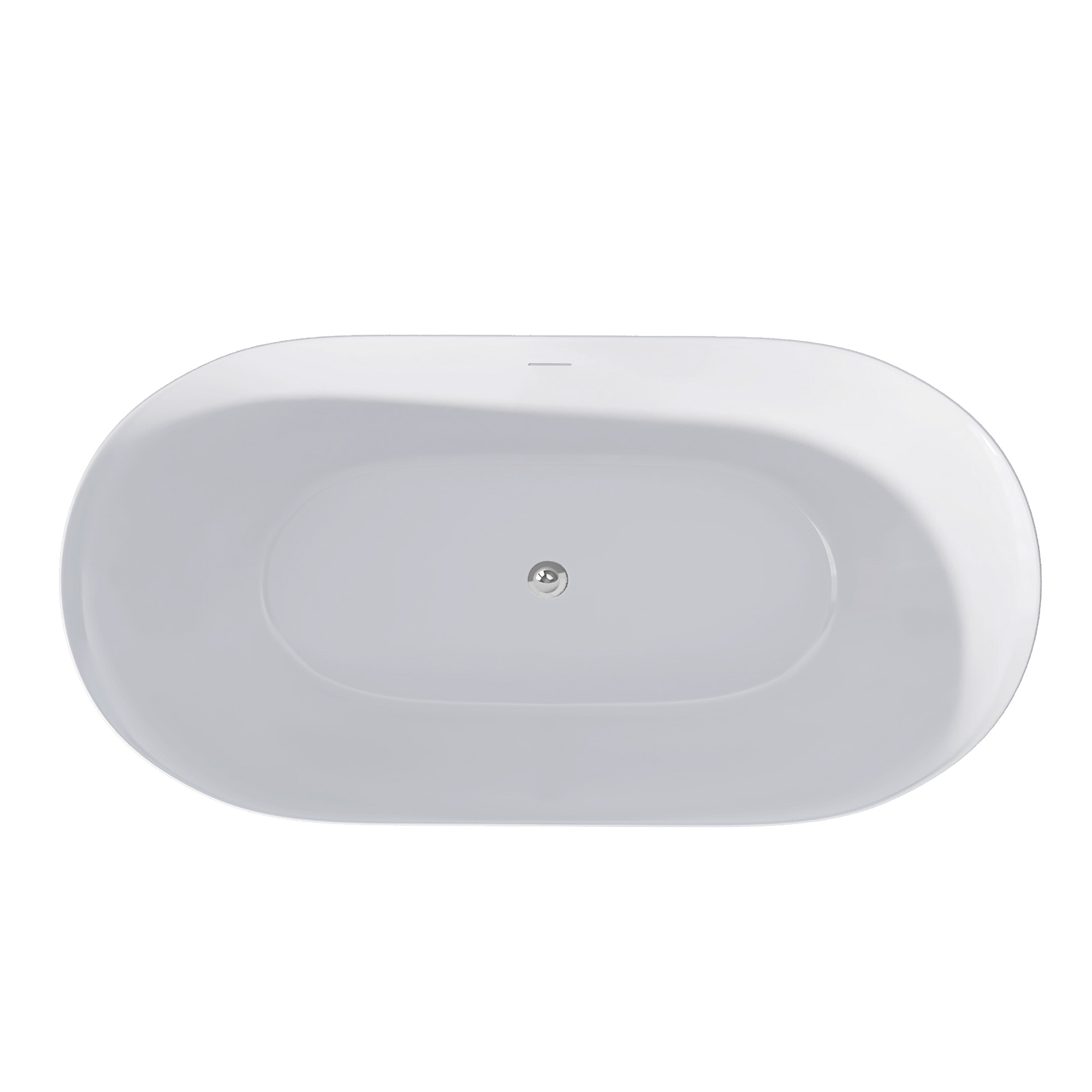 55" Acrylic Free Standing Tub Modern Oval Shape Soaking Tub Adjustable Freestanding Bathtub with Integrated Slotted Overflow and Chrome Pop-up Drain Anti-clogging Gloss White