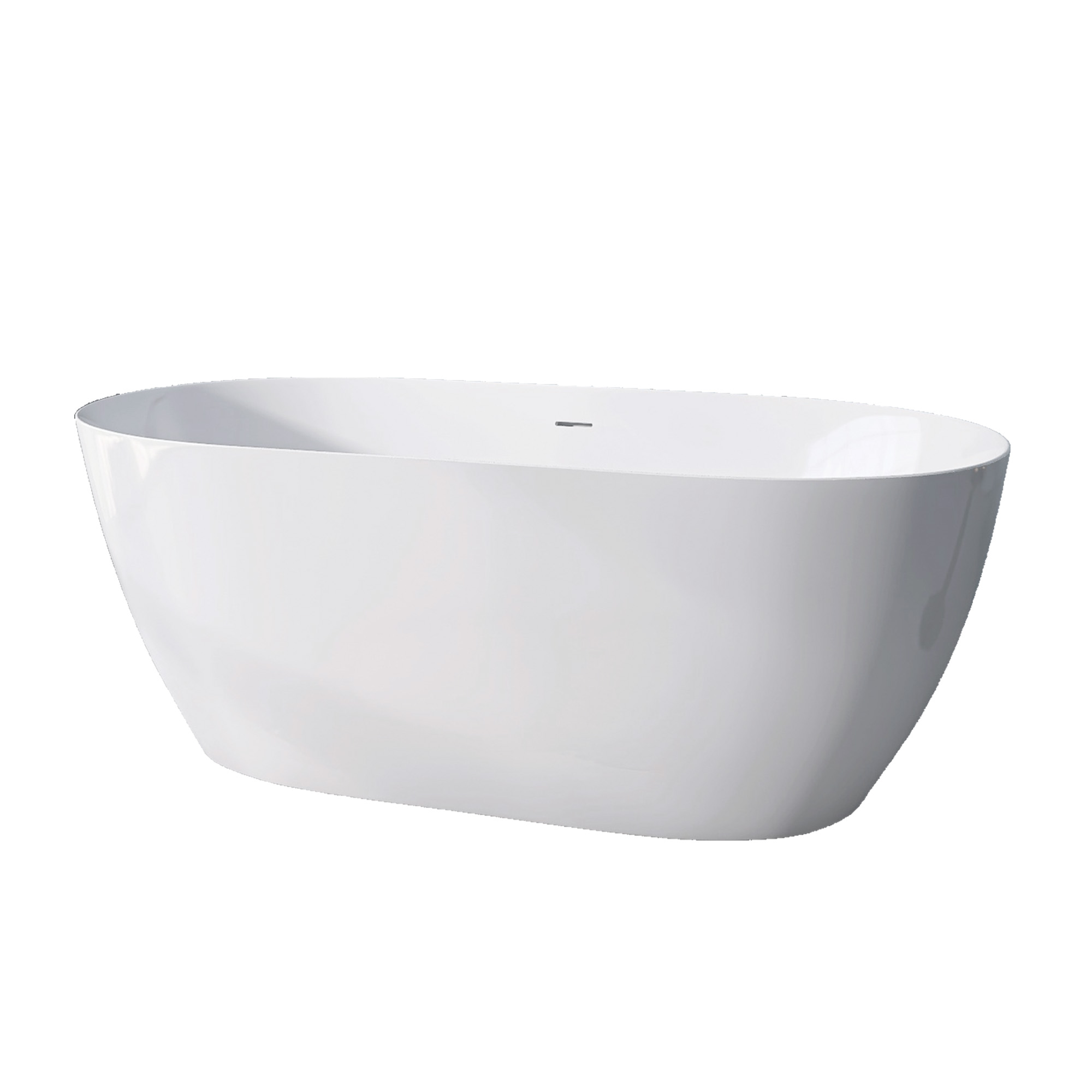 55" Acrylic Free Standing Tub Modern Oval Shape Soaking Tub Adjustable Freestanding Bathtub with Integrated Slotted Overflow and Chrome Pop-up Drain Anti-clogging Gloss White