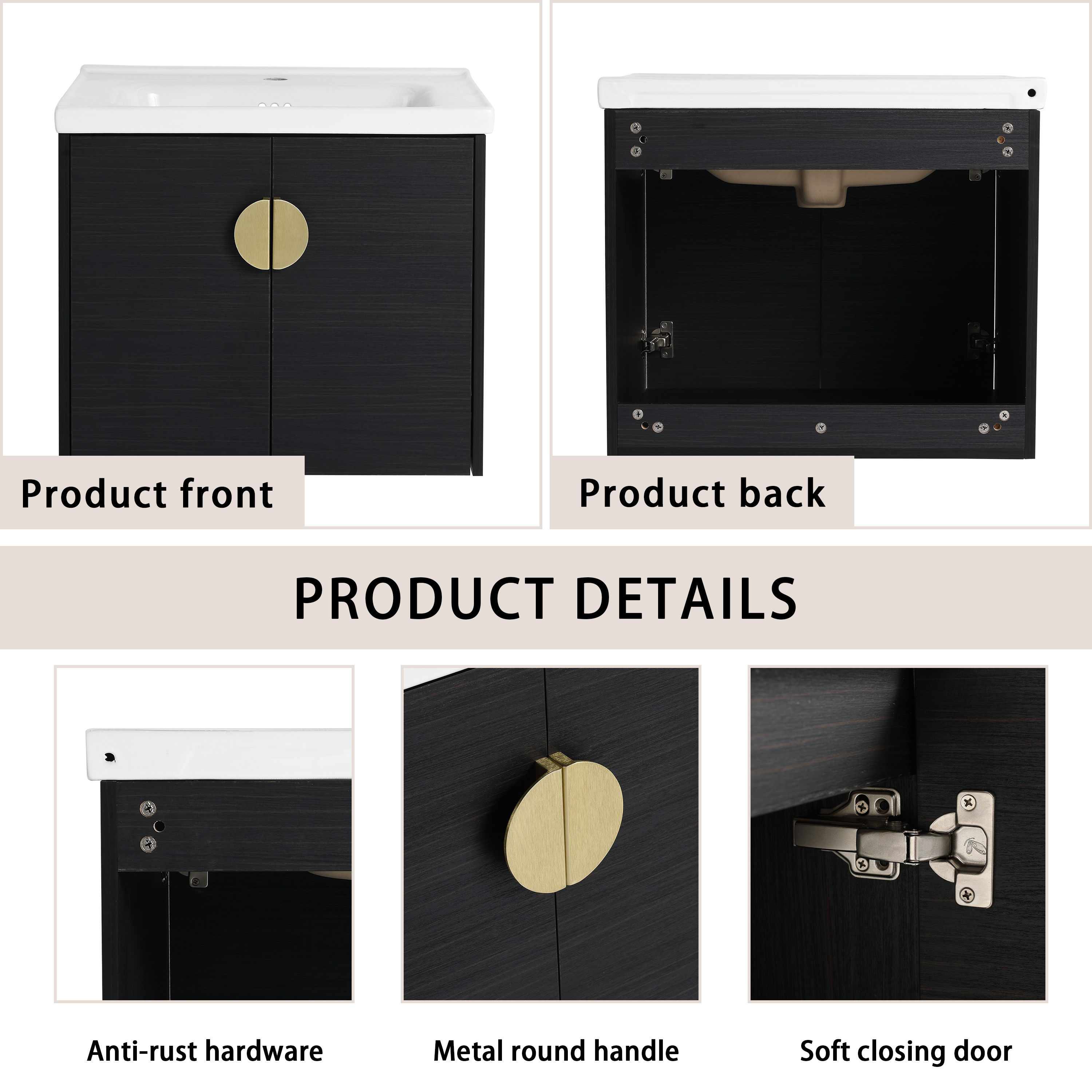 60 Inch Soft Close Doors Bathroom Vanity With Sink, and A Small Storage Shelves.BVC06360BCT