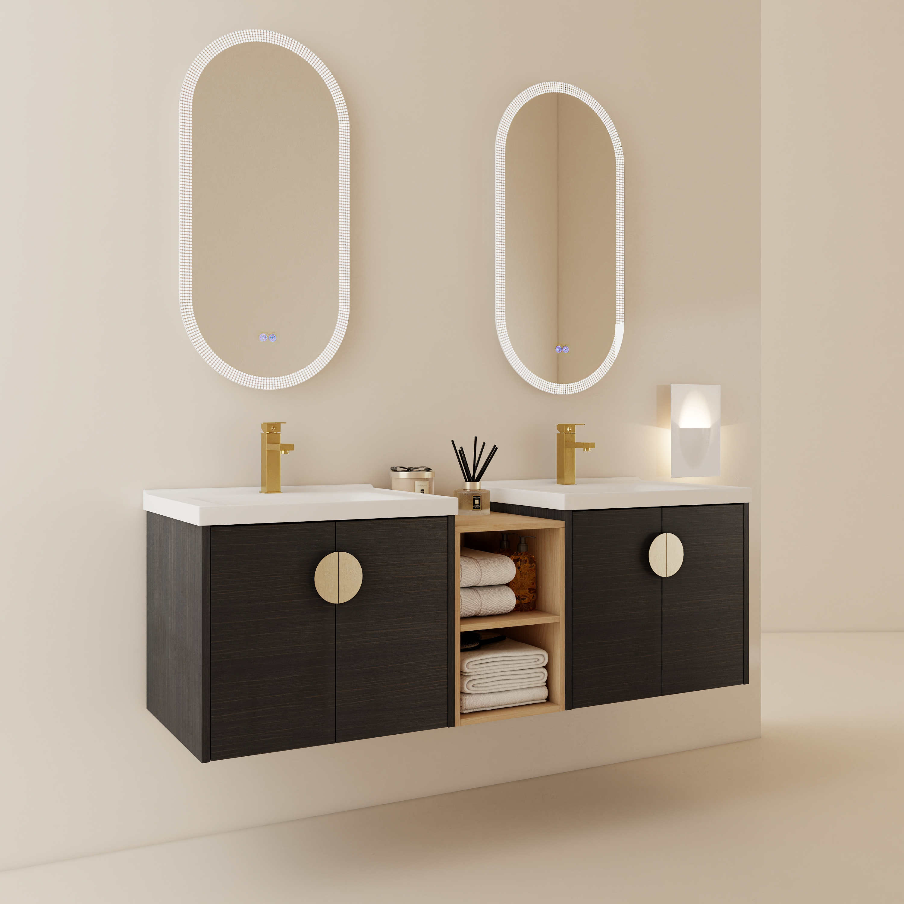 60 Inch Soft Close Doors Bathroom Vanity With Sink, and A Small Storage Shelves.BVC06360BCT