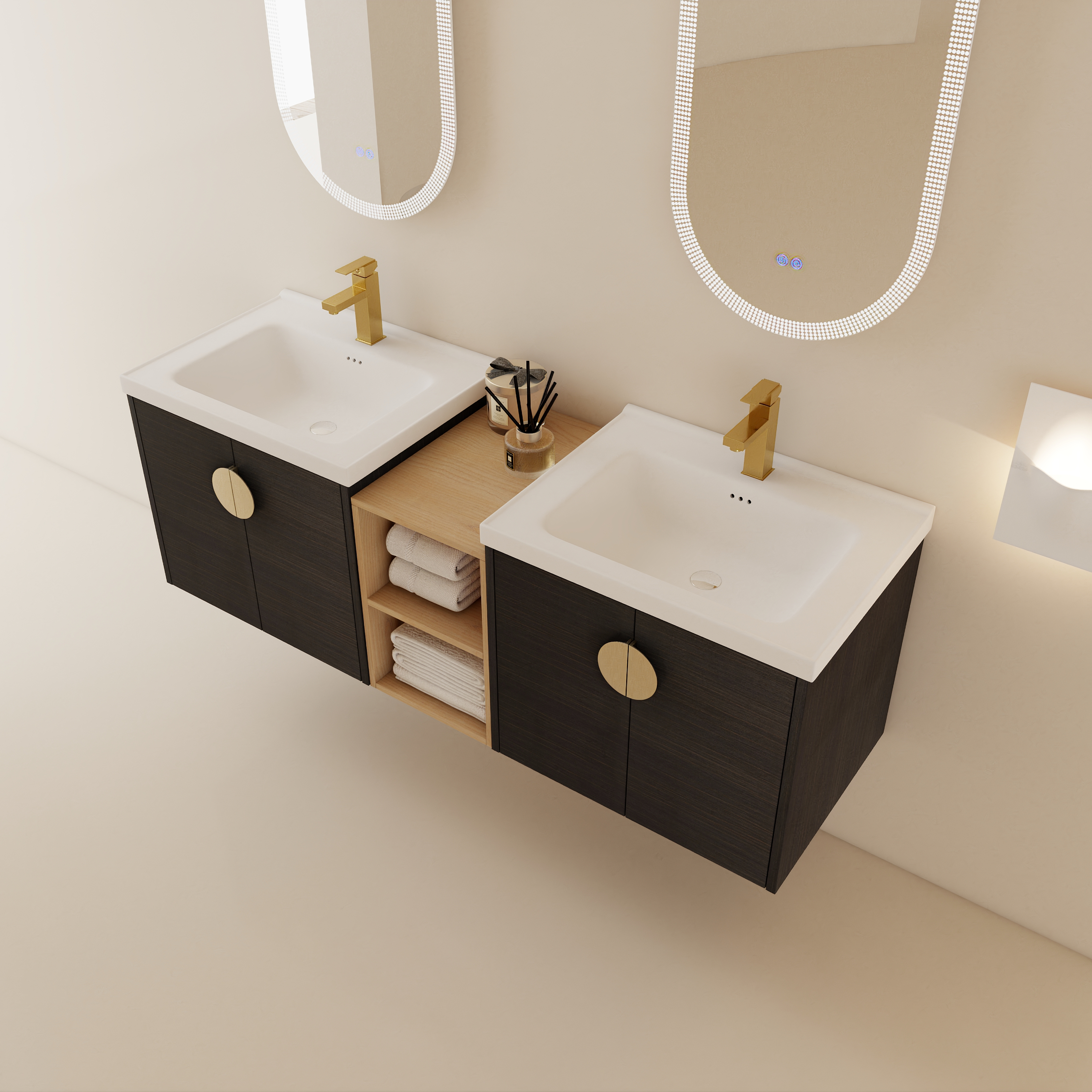 60 Inch Soft Close Doors Bathroom Vanity With Sink, and A Small Storage Shelves.BVC06360BCT