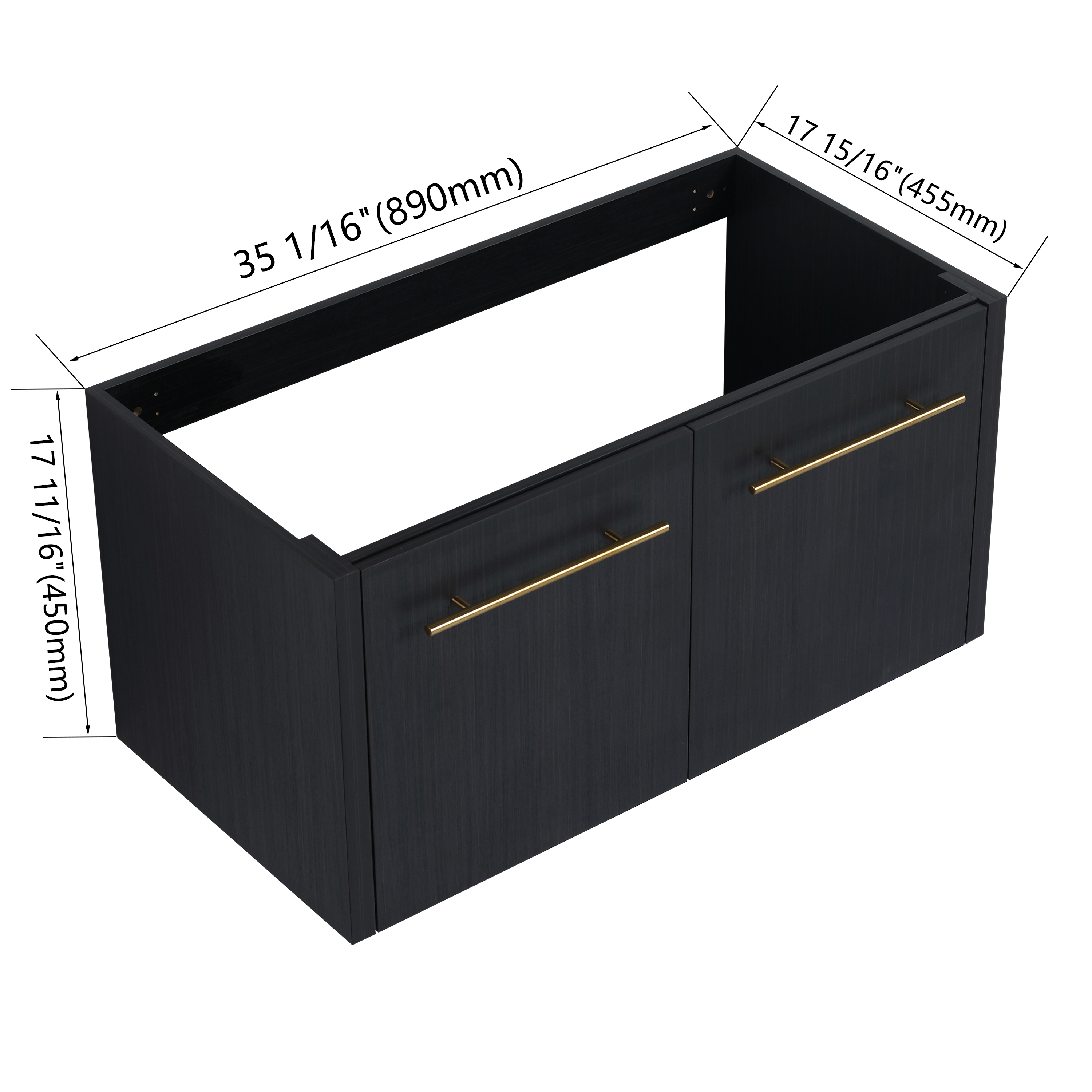 36 Inch Wall-mounted Bathroom Vanity (Only the Cabinet Body, No Top Sink)-BVB09136BCT