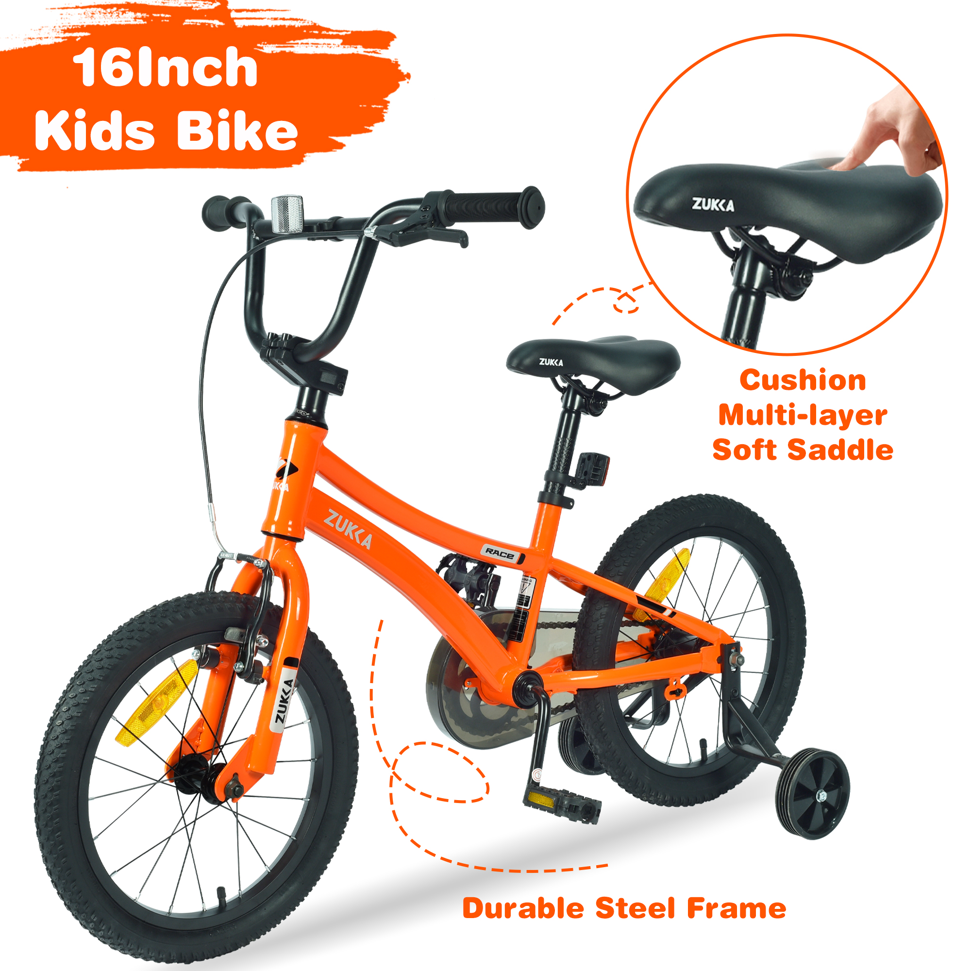 ZUKKA Kids Bike,16 Inch Kids' Bicycle with Training Wheels for Boys Age 4-7 Years,Multiple Colors