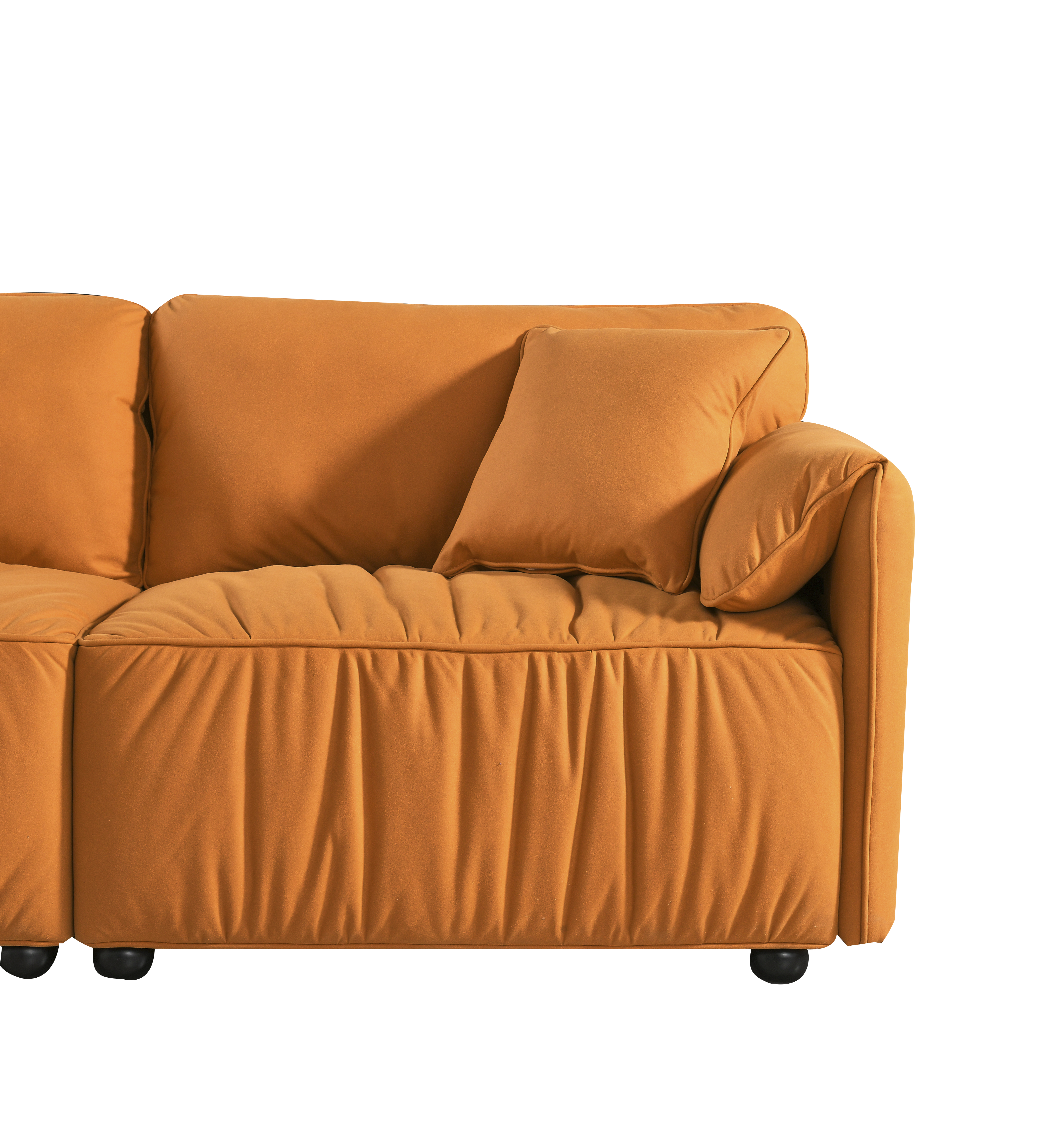 Modern Sofa loveseat, 75.6" Tech Cloth Sofa Couch, Large deep seat Sofa, loveseat with Hardwood Frame, mid-Century upholstered Sofa for Living Room, Bedroom, Apartment (Orange)-2