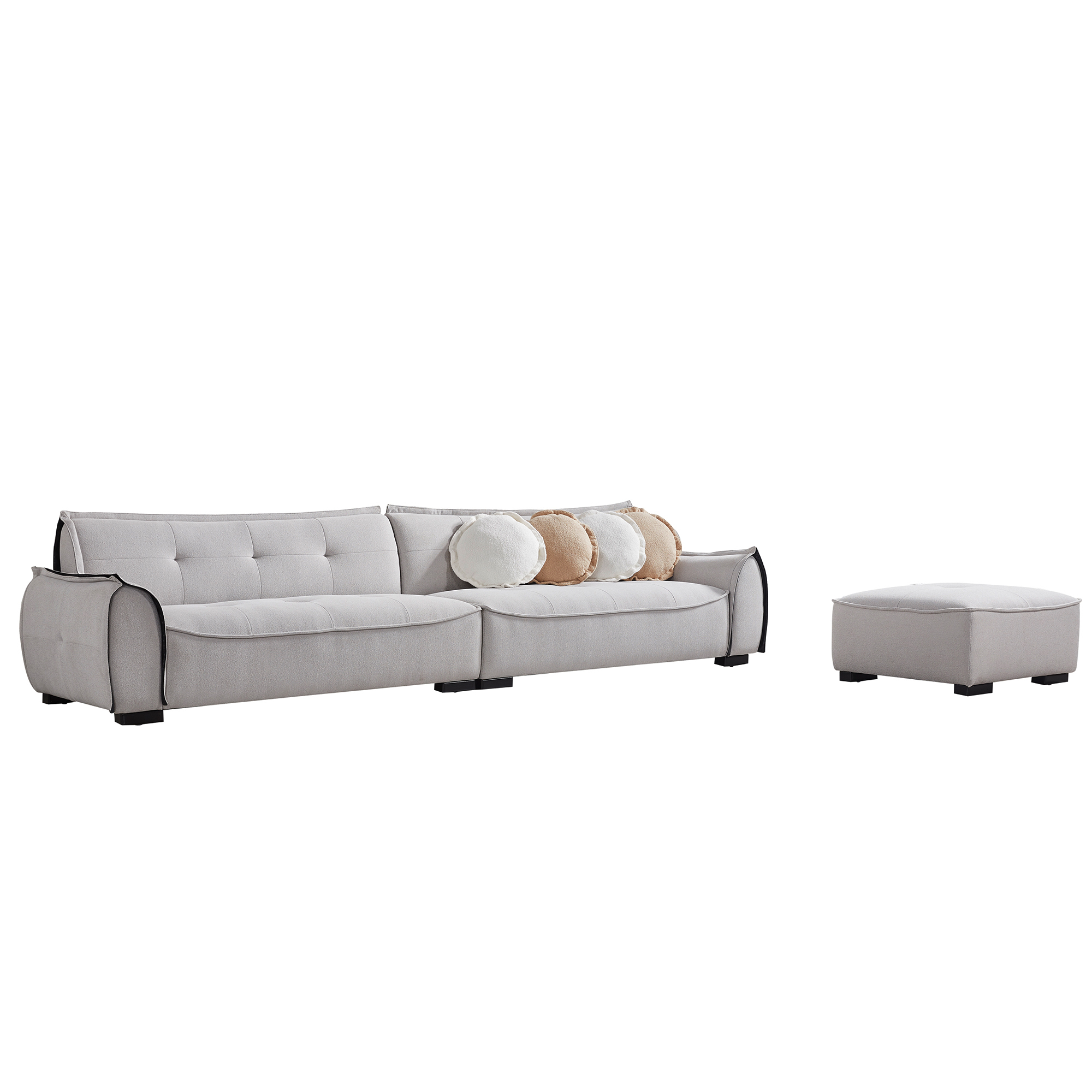 137.80"  Chenille Sofa,4 Seater Modern Sofa Couch with  Ottoman,Comfy Upholstered Sofa for Living Room